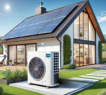 air source heat pump and solar panels