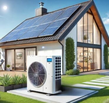 air source heat pump and solar panels
