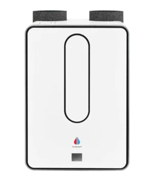Inventum Modul-AIR All-E ventilation heat pump unit, compact and modern design for home heating and cooling.